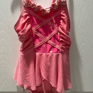 Ruffle Butts Pink Floral-Trim Disney princess swimsuit